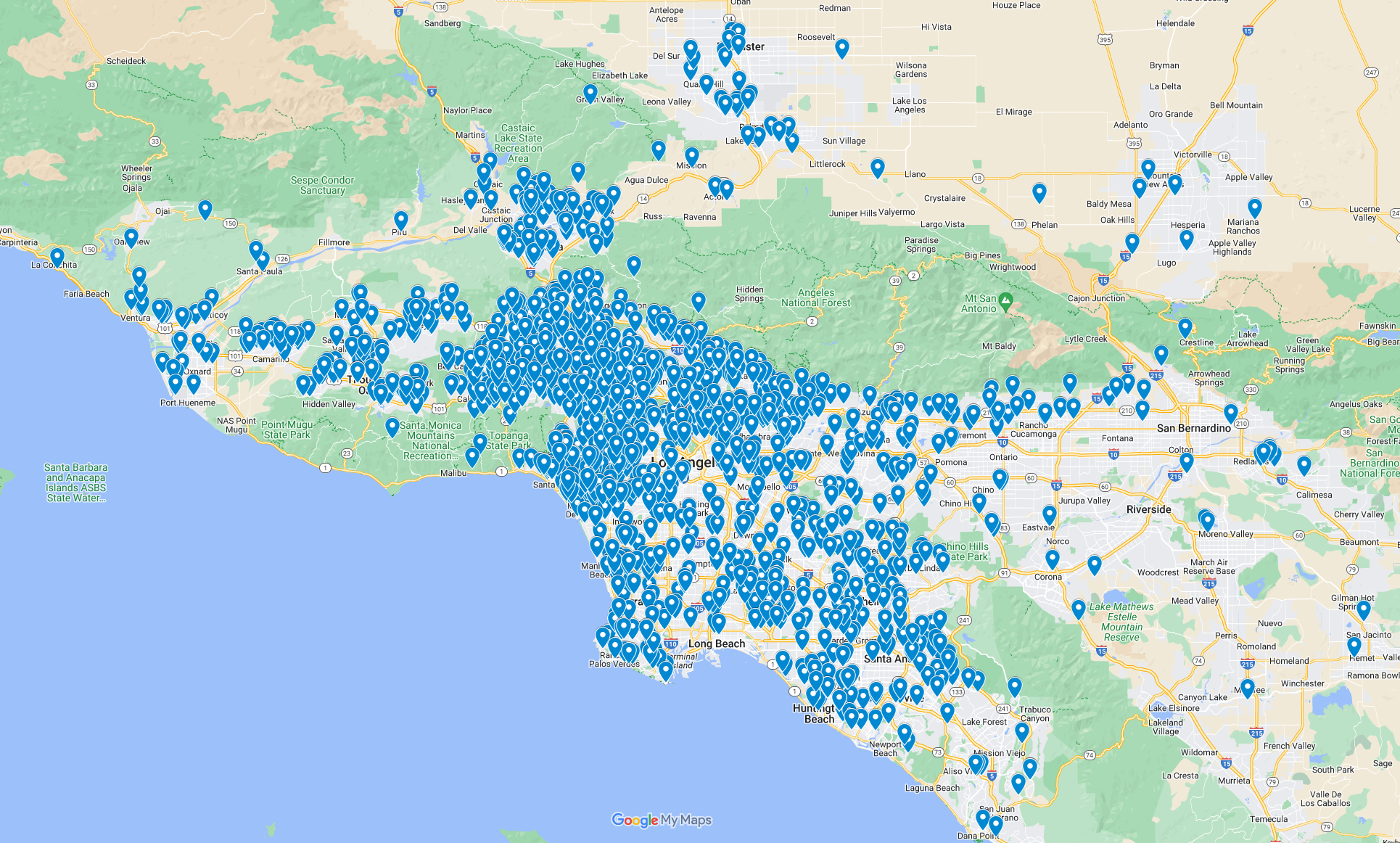 AWS Solar and Batteries Installation Projects Map