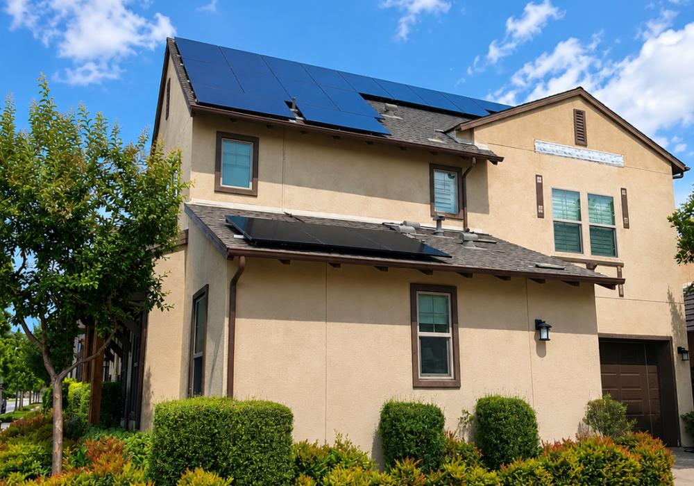 solar panels on 2 story home